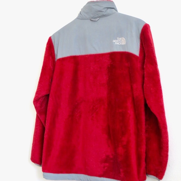 The North Face Osito Fleece Full Zip Jacket Fuzzy Fleece Red Gray SZ 12-14 Large - Picture 4 of 6